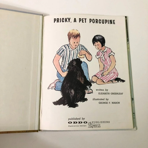 Vtg 1970 Pricky A Pet Porcupine Book Elizabeth Greenleaf Oddo - Picture 8 of 16
